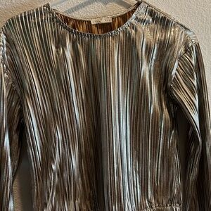 Metallic gold Pleated Top